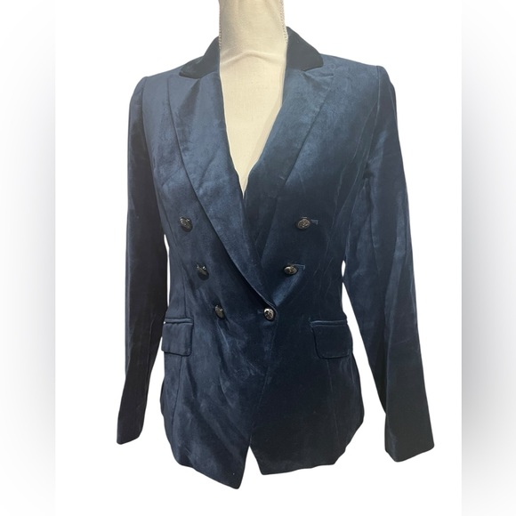White House Black Market Navy Velvet Blazer - Picture 4 of 13